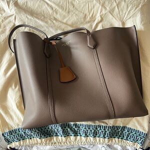 Tory Burch Perri Taupe Leather Tote Bag